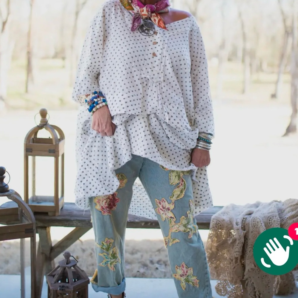 Jaded Gypsy Denim Garden Walks Jeans patches Size Small / Medium NWT of $172